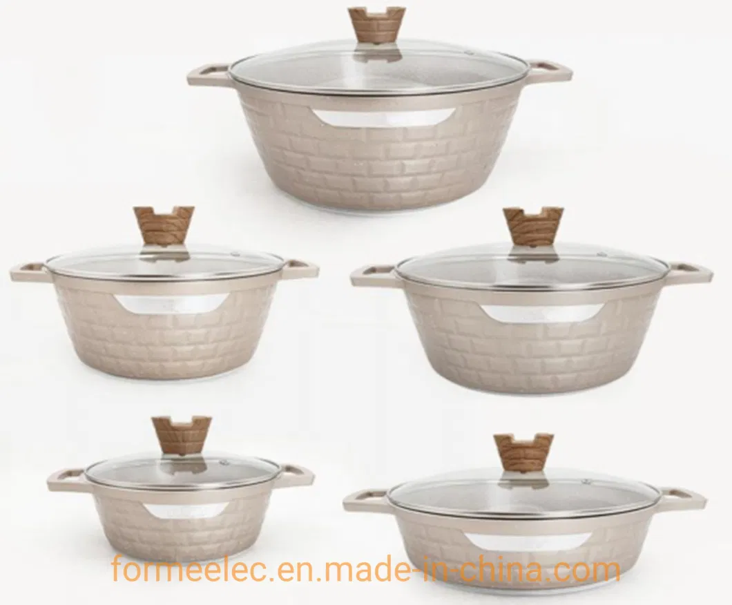 12 Pieces Casserole Set Aluminum Pot Set Ceramic Coating Granite Caserrole Stewpot